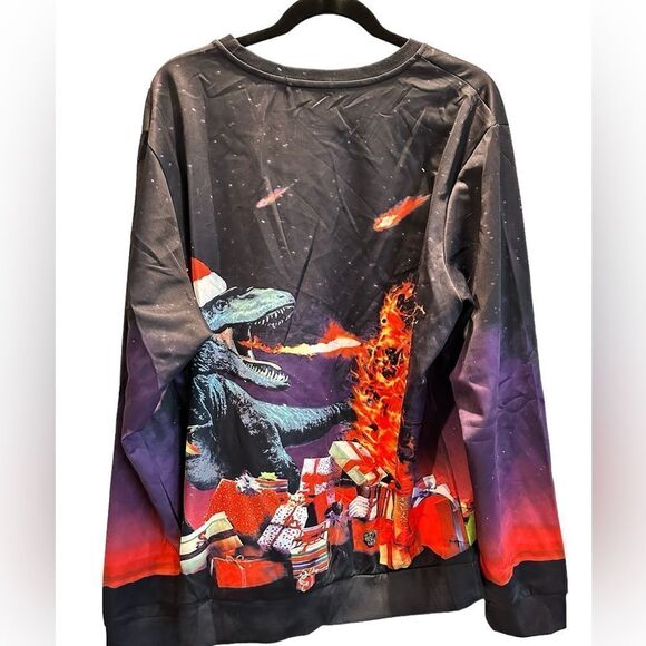 NWT -SSLR Unisex Rex Christmas Long Sleeve Shirt Black Graphic Print - Size XL - Picture 7 of 7